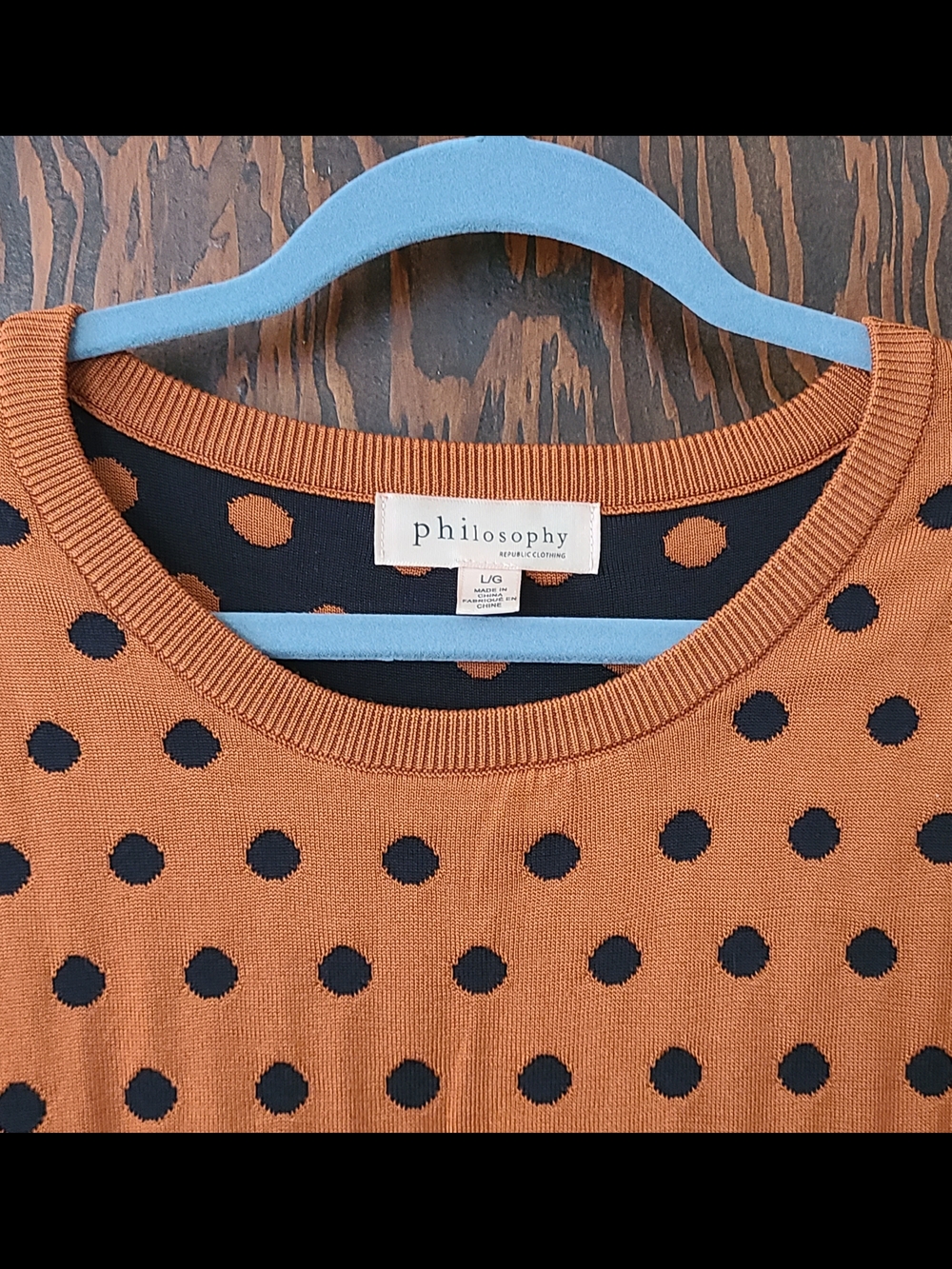 Philosophy Short Sleeve Sweater Cooper With Black Polka Dots - Picture 2 of 5